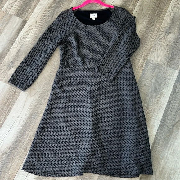 eci New York Charcoal Gray stretch mesh dress Knee Length Long Sleeve sz 10 - Picture 1 of 10